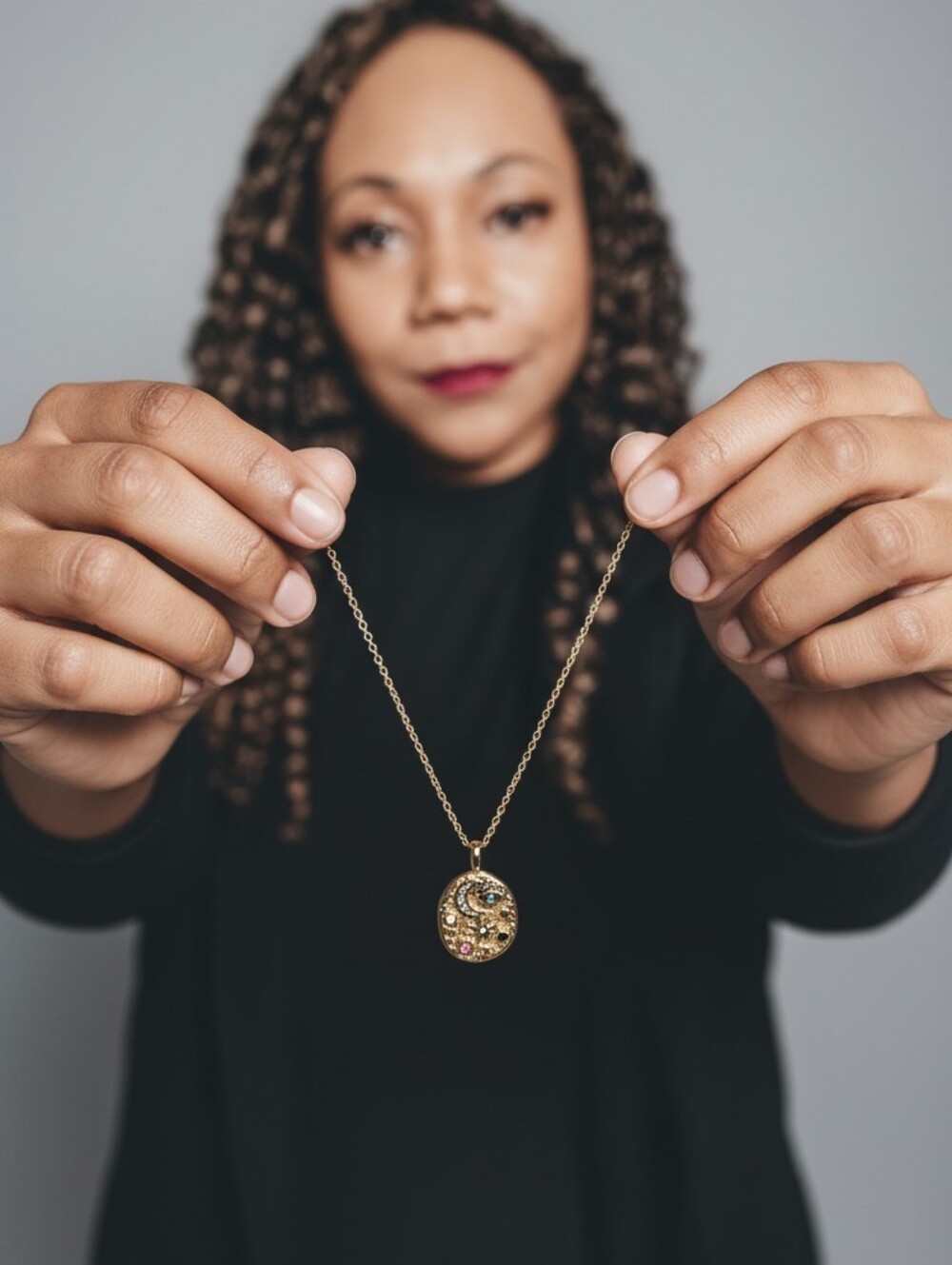 Protective Gold Evil Eye Necklace - Celestial Sky Pendant